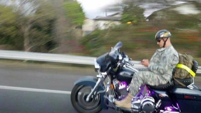 Texting while on a motorcycle